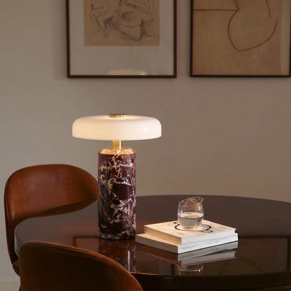 Draadloze Tafellamp met Marmer en Glas