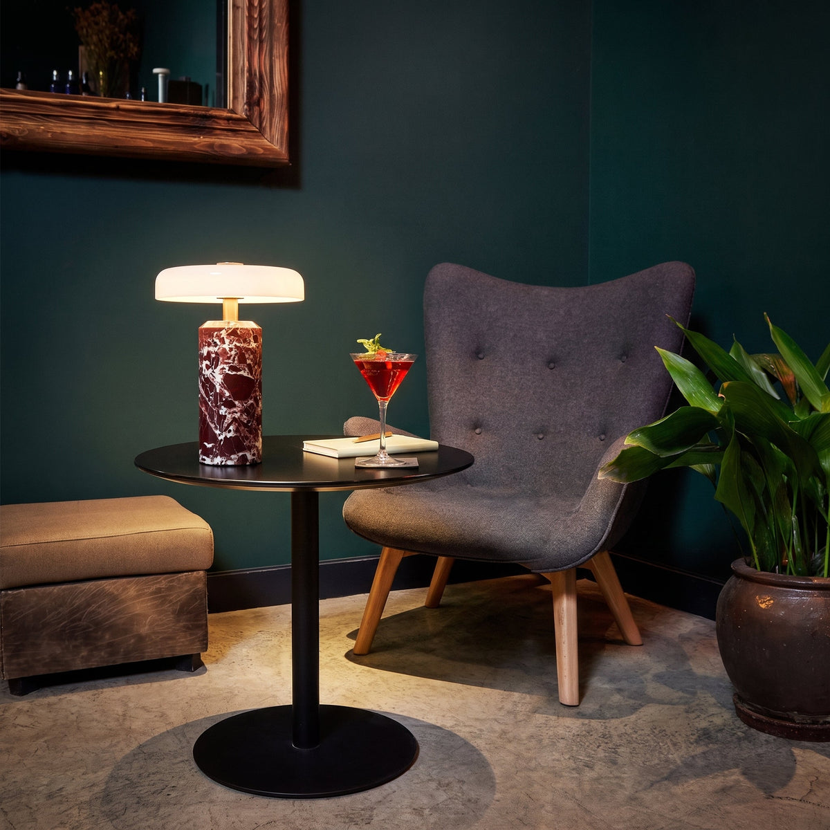 Draadloze Tafellamp met Marmer en Glas