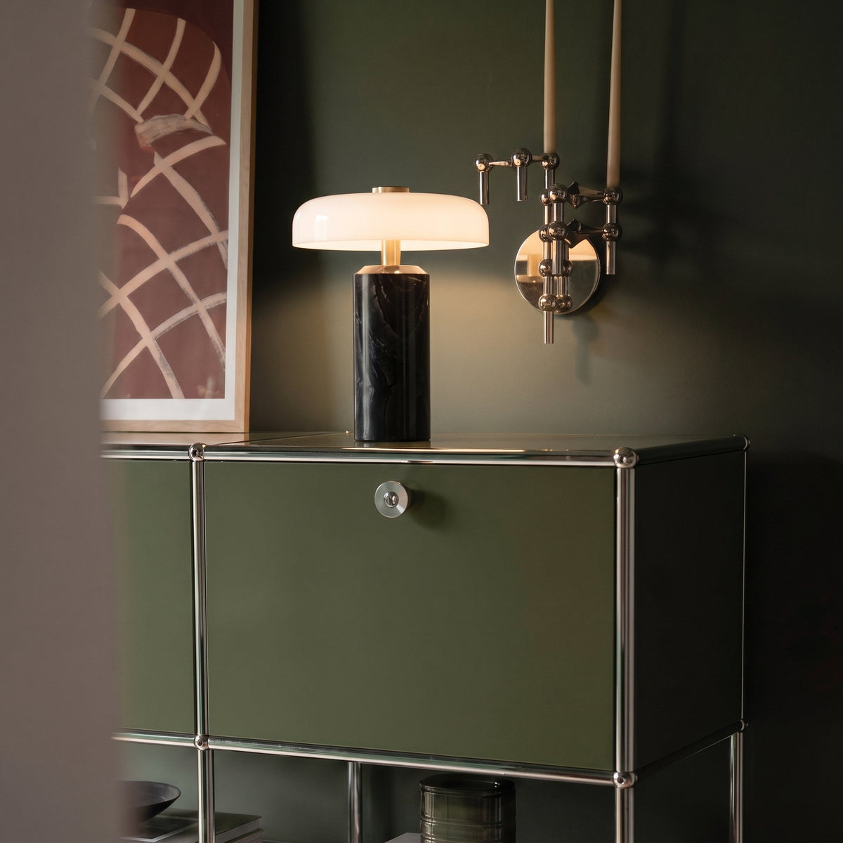 Draadloze Tafellamp met Marmer en Glas
