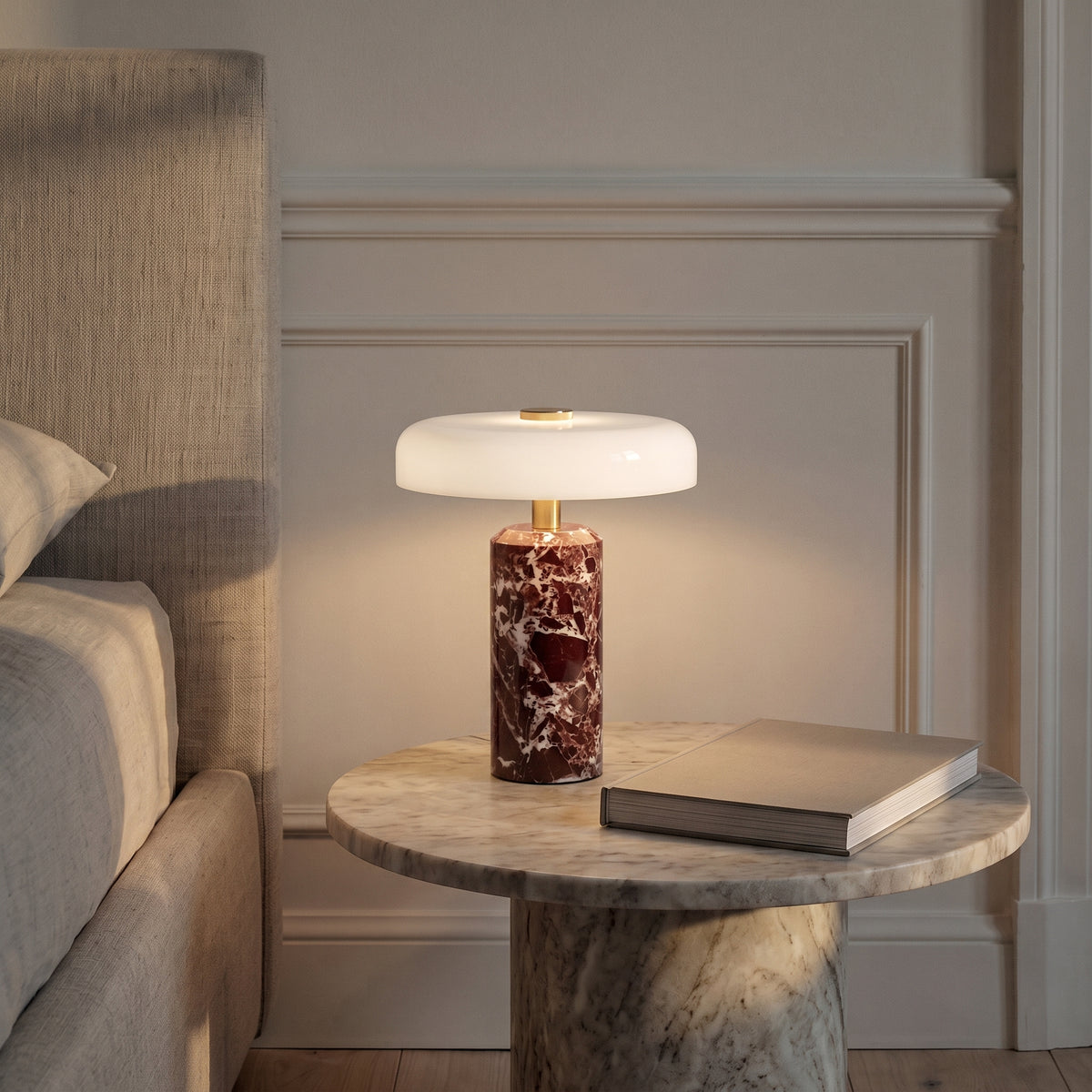Draadloze Tafellamp met Marmer en Glas